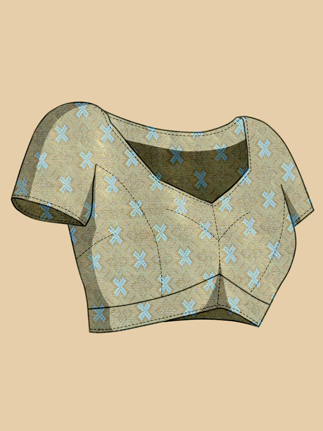 Vedant Vastram Soft Litchi Silk Banarasi Silk Jacquard Saree - Aqua - Dista