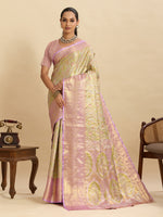 Thumbnail for Vedant Vastram Soft Litchi Silk Banarasi Silk Jacquard Saree - Pink - Dista