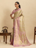 Thumbnail for Vedant Vastram Soft Litchi Silk Banarasi Silk Jacquard Saree - Pink - Dista
