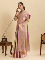 Thumbnail for Vedant Vastram Soft Litchi Silk Banarasi Silk Jacquard Saree - Pink - Dista
