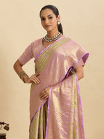 Thumbnail for Vedant Vastram Soft Litchi Silk Banarasi Silk Jacquard Saree - Pink - Dista