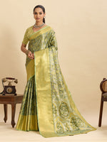 Thumbnail for Vedant Vastram Soft Litchi Silk Banarasi Silk Jacquard Saree - Pista - Dista