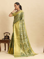 Thumbnail for Vedant Vastram Soft Litchi Silk Banarasi Silk Jacquard Saree - Pista - Dista