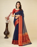 Thumbnail for Vedant Vastram Cotton Silk Silk Jacquard Fancy Saree - Navy - Distacart