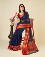 Thumbnail for Vedant Vastram Cotton Silk Silk Jacquard Fancy Saree - Navy - Distacart