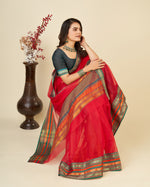 Thumbnail for Vedant Vastram Cotton Silk Silk Jacquard Fancy Saree - Red - Distacart