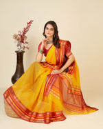 Thumbnail for Vedant Vastram Cotton Silk Silk Jacquard Fancy Saree - Yellow - Distacart