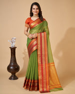 Thumbnail for Vedant Vastram Cotton Silk Silk Jacquard Fancy Saree - Mahendi - Distacart