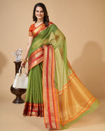 Thumbnail for Vedant Vastram Cotton Silk Silk Jacquard Fancy Saree - Mahendi - Distacart