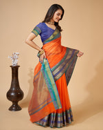 Thumbnail for Vedant Vastram Cotton Silk Silk Jacquard Fancy Saree - Orange - Distacart