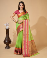 Thumbnail for Vedant Vastram Cotton Silk Silk Jacquard Fancy Saree - Parrot - Distacart