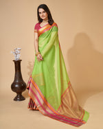Thumbnail for Vedant Vastram Cotton Silk Silk Jacquard Fancy Saree - Parrot - Distacart