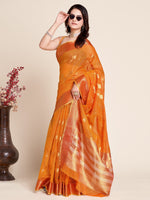 Thumbnail for Vedant Vastram Cotton Silk Silk Jacquard Fancy Saree - Orange - Distacart
