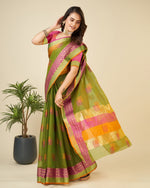 Thumbnail for Vedant Vastram Cotton Silk Silk Jacquard Fancy Saree - Mahendi - Distacart