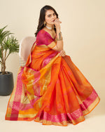 Thumbnail for Vedant Vastram Cotton Silk Silk Jacquard Fancy Saree - Orange - Distacart