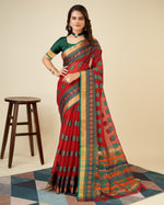 Thumbnail for Vedant Vastram Cotton Silk Silk Jacquard Fancy Saree - Maroon - Distacart