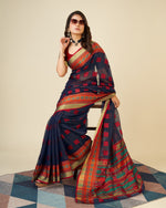 Thumbnail for Vedant Vastram Cotton Silk Silk Jacquard Fancy Saree - Navy - Distacart