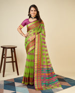 Thumbnail for Vedant Vastram Cotton Silk Silk Jacquard Fancy Saree - Olive - Distacart
