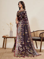 Thumbnail for Vedant Vastram Soft Litchi Silk Banarasi Silk Jacquard Saree - Maroon - Dista