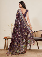 Thumbnail for Vedant Vastram Soft Litchi Silk Banarasi Silk Jacquard Saree - Maroon - Dista