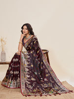 Thumbnail for Vedant Vastram Soft Litchi Silk Banarasi Silk Jacquard Saree - Maroon - Dista