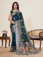 Thumbnail for Vedant Vastram Soft Litchi Silk Banarasi Silk Jacquard Saree - Firozi - Dista