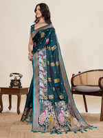 Thumbnail for Vedant Vastram Soft Litchi Silk Banarasi Silk Jacquard Saree - Firozi - Dista