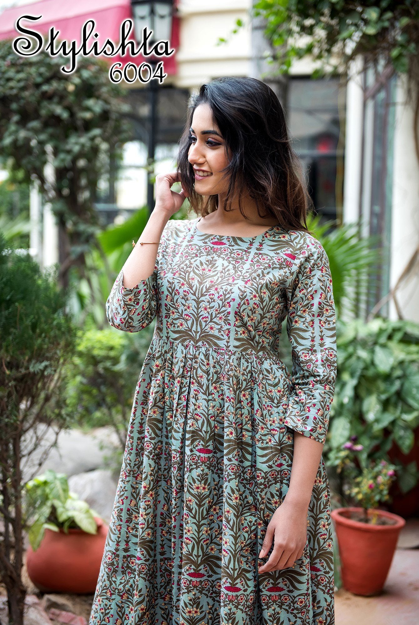 Designer Partywear Printed Light Cyan Pure Maslin Gown - Anbazaar - Distacart