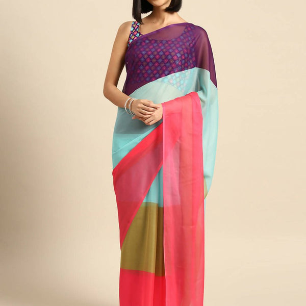 Ahalyaa Women's Traditional wear Saree - Blue - Distacart