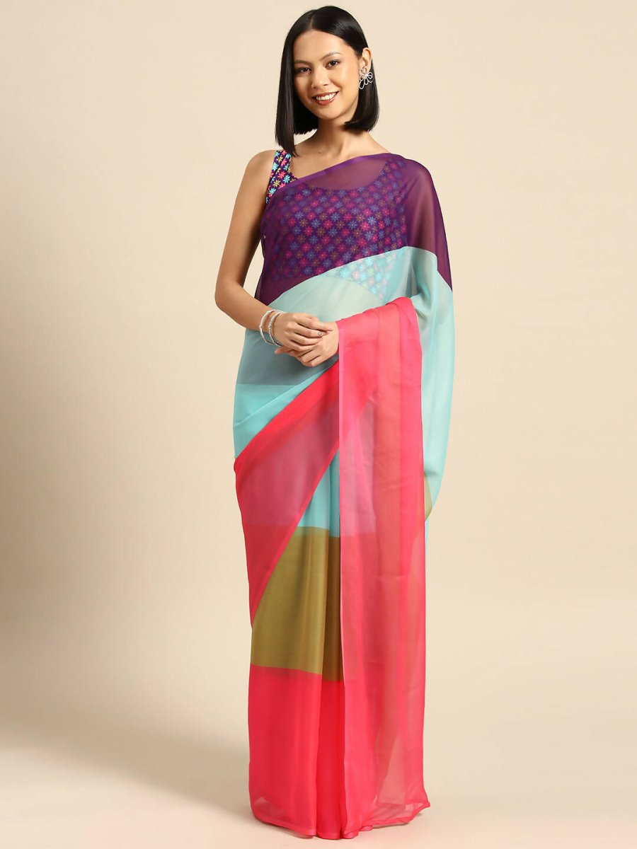Ahalyaa Women's Traditional wear Saree - Blue - Distacart
