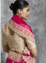 Thumbnail for Vegaa Fashion Red Silk Embroidered Wedding Wear Saree