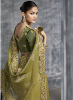 Thumbnail for Vegaa Fashion Mehendi Silk Embroidered Wedding Wear Saree
