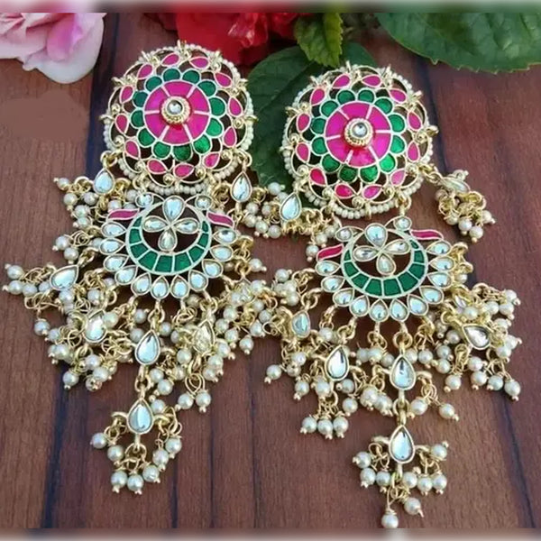 Jewel City Exquisite Polki Kundan Stone and Pearl Earrings - Regal Ethnic Bridal Jewelry