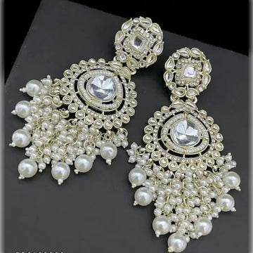 Jewel City Opulent Crystal and Pearl Chandelier Earrings - Stunning Formal Jewelry - Distacart