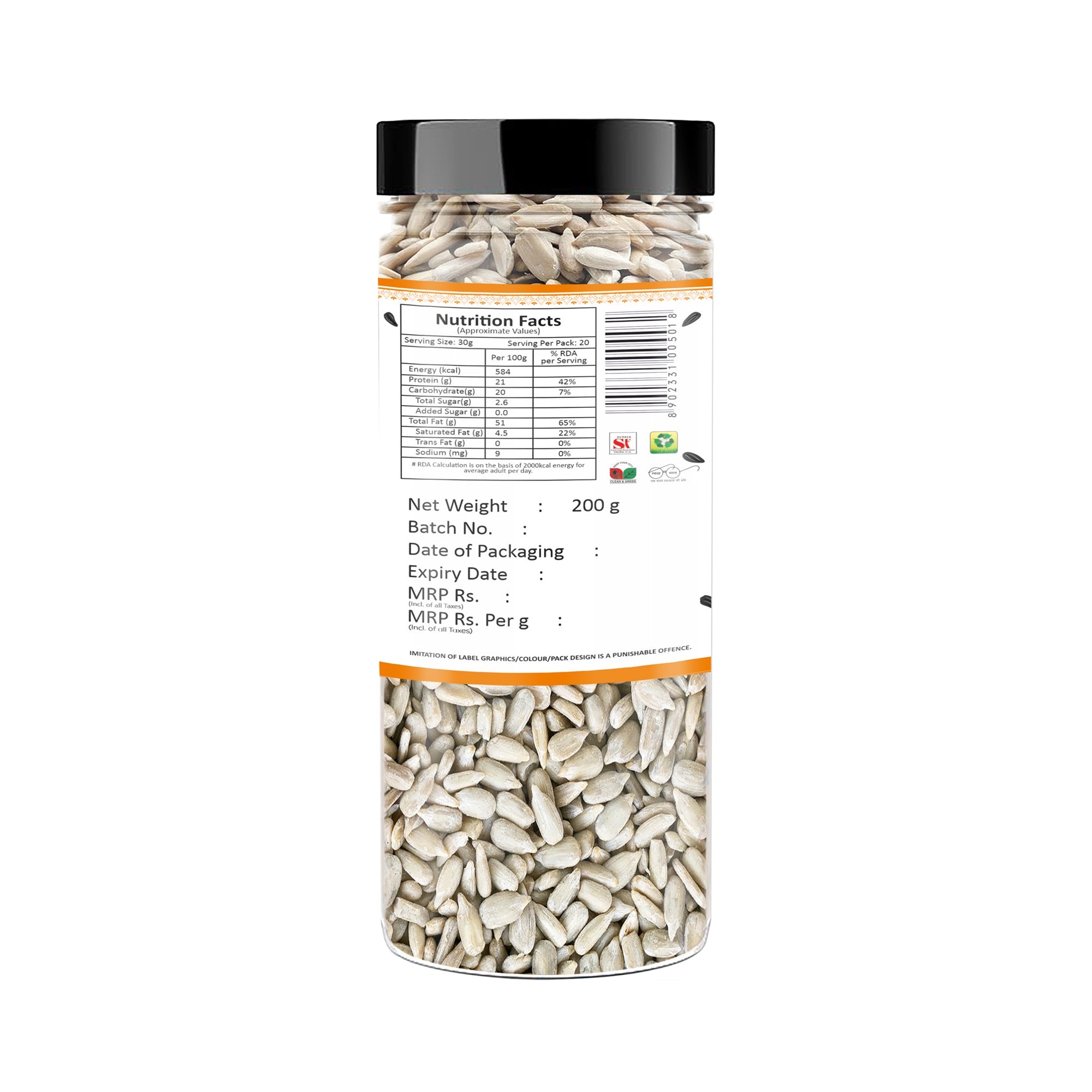 Yum Yum Roasted & Salted Sunflower Seeds Jar - Dista