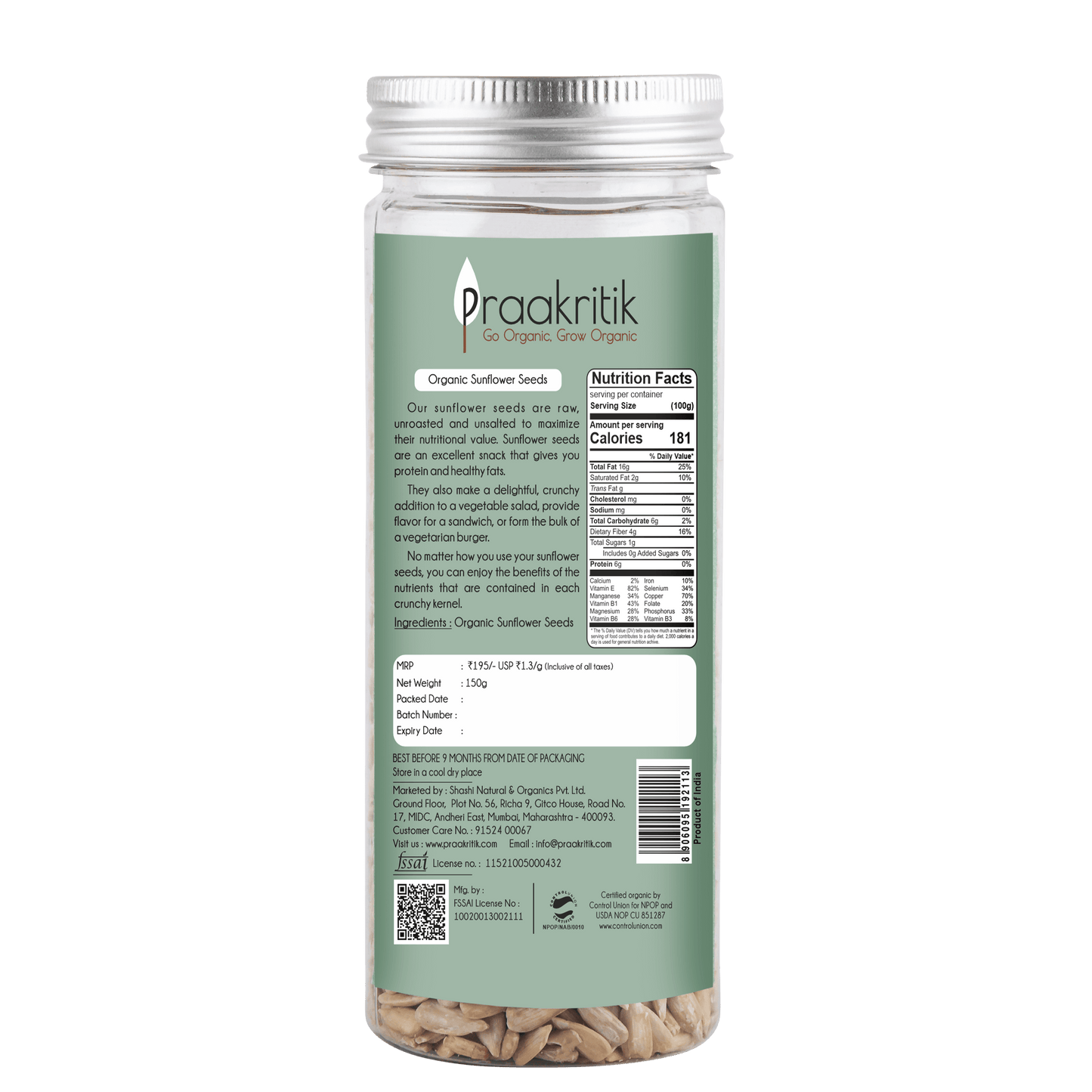 Praakritik Organic Sunflower seeds - Distacart