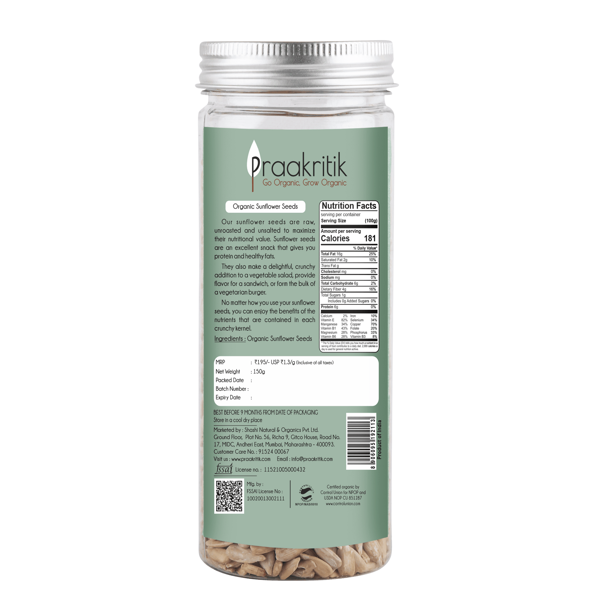 Praakritik Organic Sunflower seeds - Distacart