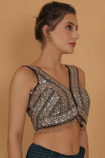 Thumbnail for Joban Fashion Silk Zari And Sequence Work Padded Blouse - Black