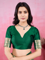 Thumbnail for Vedant Vastram Banarasi Silk Fashion Saree - Green - Distacart
