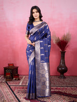 Thumbnail for Vedant Vastram Banarasi Silk Fashion Saree - Navy - Distacart