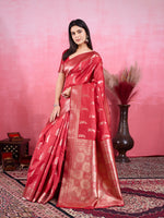 Thumbnail for Vedant Vastram Banarasi Silk Fashion Saree - Red - Distacart