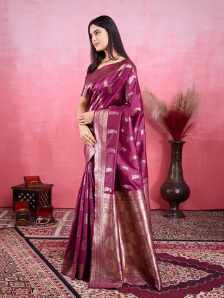 Vedant Vastram Banarasi Silk Fashion Saree - Wine - Distacart