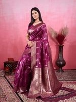 Thumbnail for Vedant Vastram Banarasi Silk Fashion Saree - Wine - Distacart