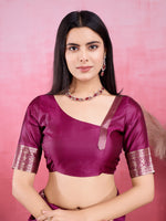 Thumbnail for Vedant Vastram Banarasi Silk Fashion Saree - Wine - Distacart