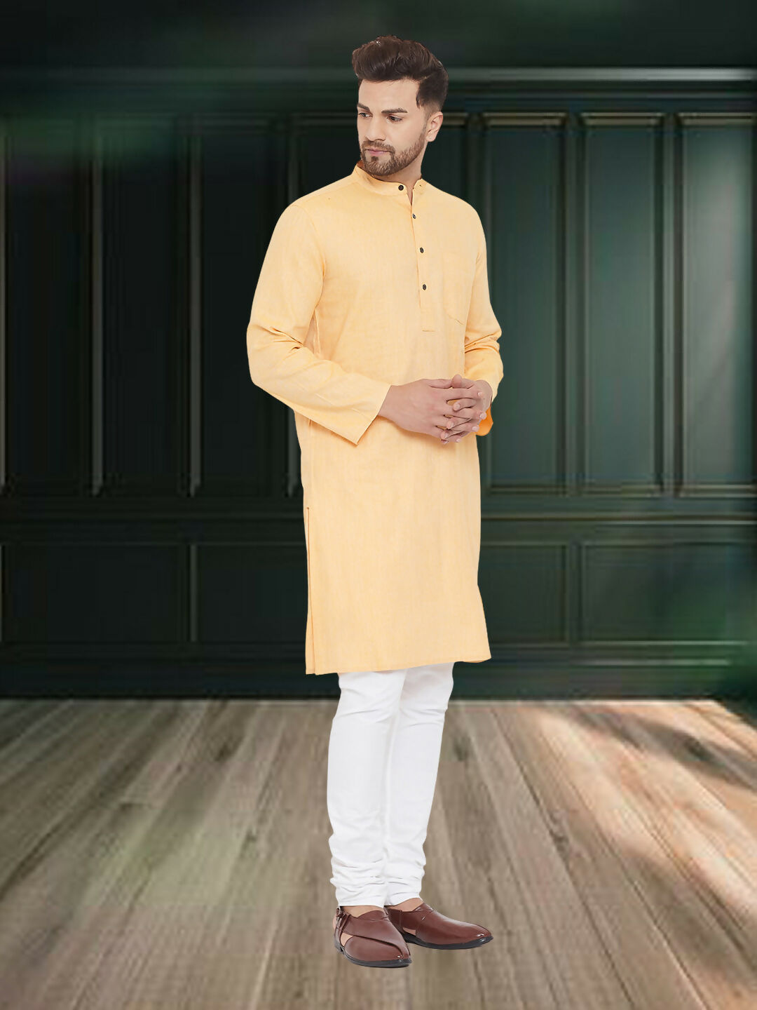 Even Apparels Men's Pure Cotton Yellow Kurta - Distacart