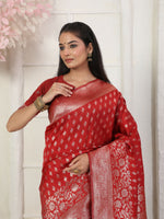 Thumbnail for Astita Lichi Silk Red Saree
