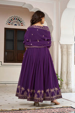 Thumbnail for The52 Women's Gorgeous Faux Georgette Fabric Embroidery Work Flared Anarkali Pant and Dupatta Set - Distacart