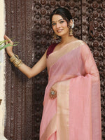 Thumbnail for Shree Shyam Fashion Pink Cotton Saree - Distacart