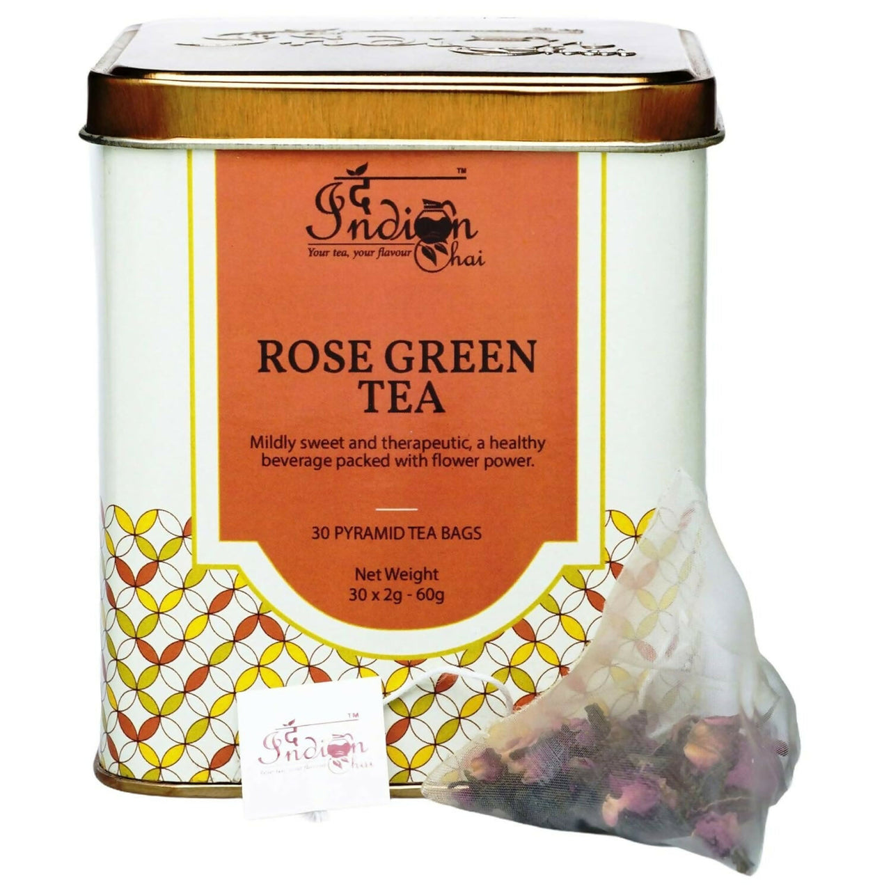 The Indian Chai - Rose Green Tea 30 Pyramid Tea Bags - Distacart
