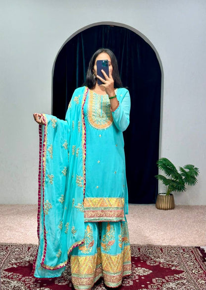 Lehenga Mart Designer Embroidered and Mirror Work Suit - Distacart